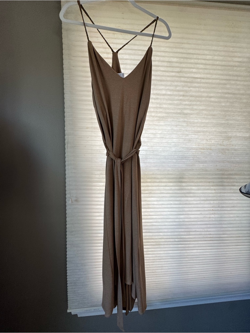 HUNTER BELL Taupe Spaghetti-Strap Maxi Dress